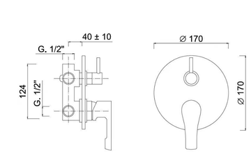EGO - F5713-3 - Recessed single handle shower mixer with diverter by Rubinetteria Giulini - view 3